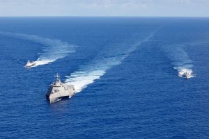 USS Gabrielle Giffords with the USV Ranger and USV Mariner