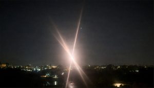 U.S. Army personnel using the Army Multipurpose High Energy Laser system to engage a hostile unmanned aircraft system along the southern border