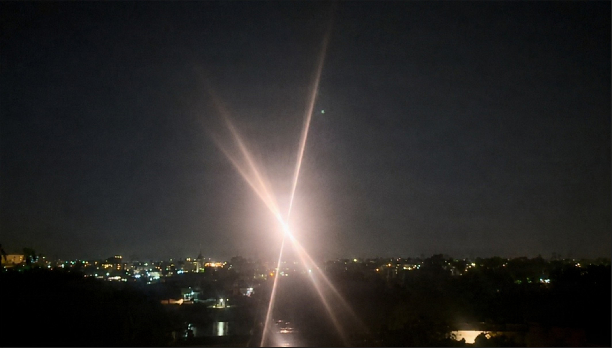 U.S. Army personnel using the Army Multipurpose High Energy Laser system to engage a hostile unmanned aircraft system along the southern border