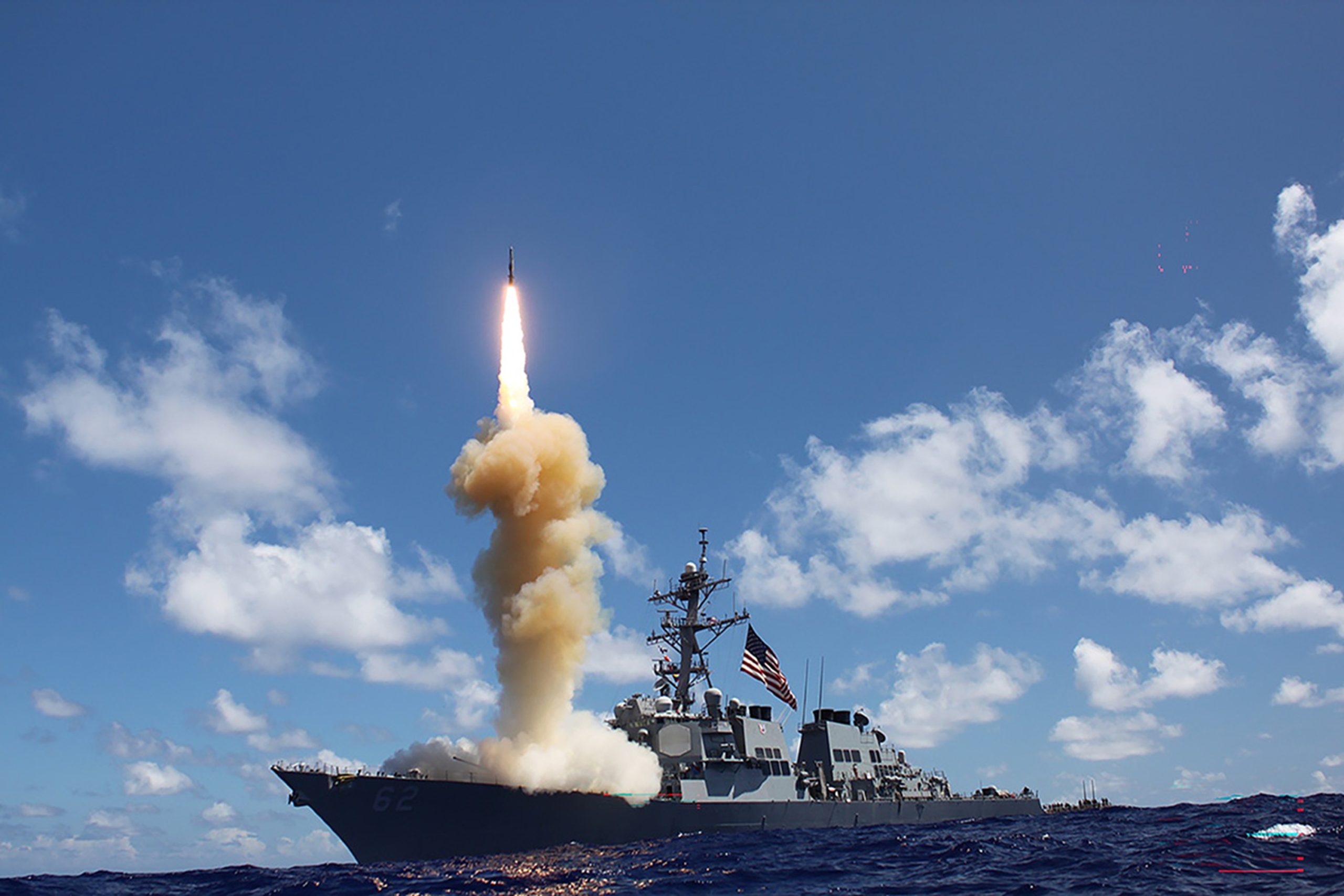 The USS Fitzgerald launches a Standard Missile-3 as apart of a joint ballistic missile defense exercise