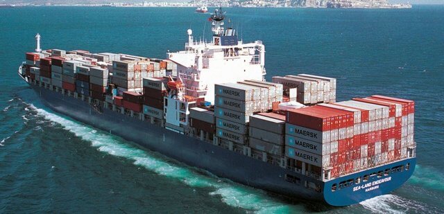 A cargo ship in the Baltic Sea.