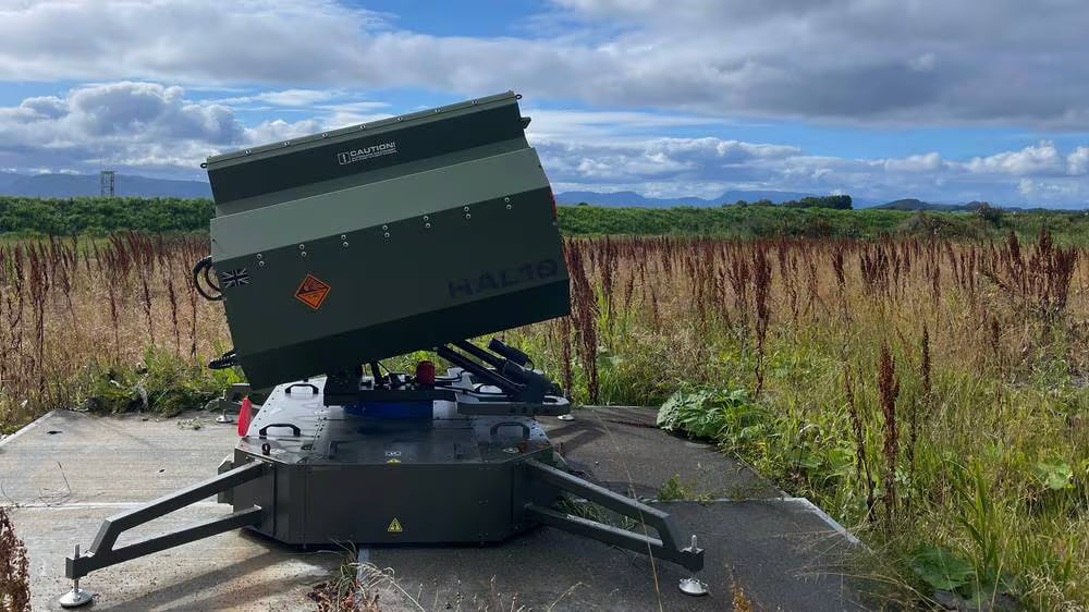 The launcher near the runway at the Ørland air base.