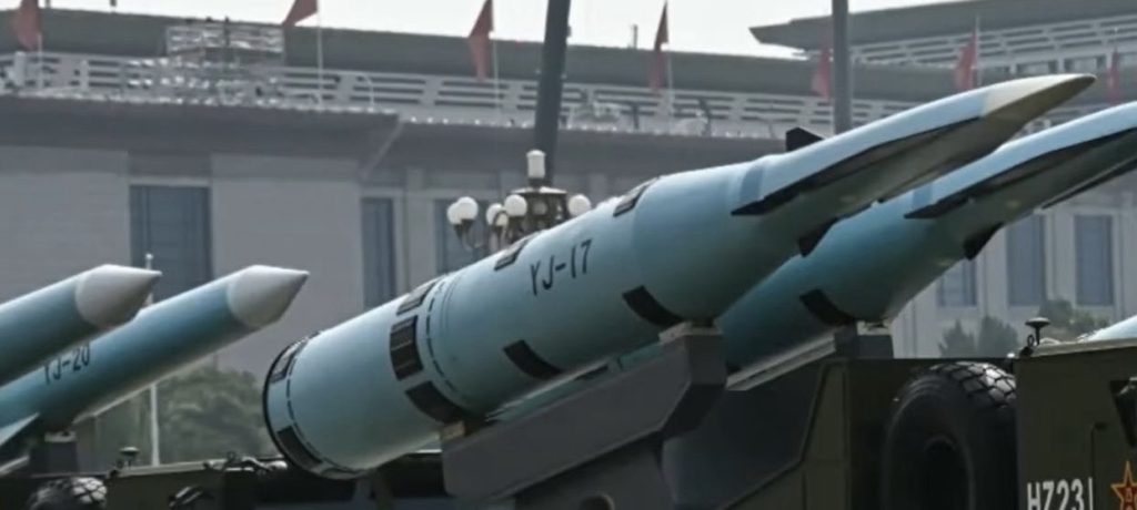 A launcher with YJ-17 missiles during a military parade