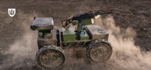 Strike ground robotic system with Kalashnikov assault rifles.