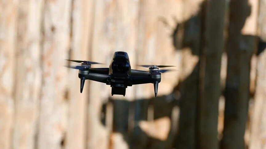 An unmanned aerial vehicle in flight.