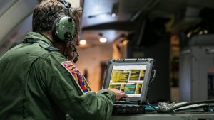 Images of RAF Air Controllers aboard an RAF Boeing E-3D Sentry, aka AWACS, conducting a mission in support of NATO.