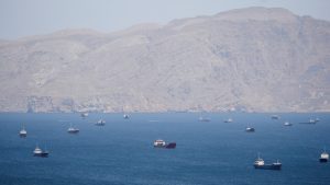 Ships in the Strait of Hormuz.