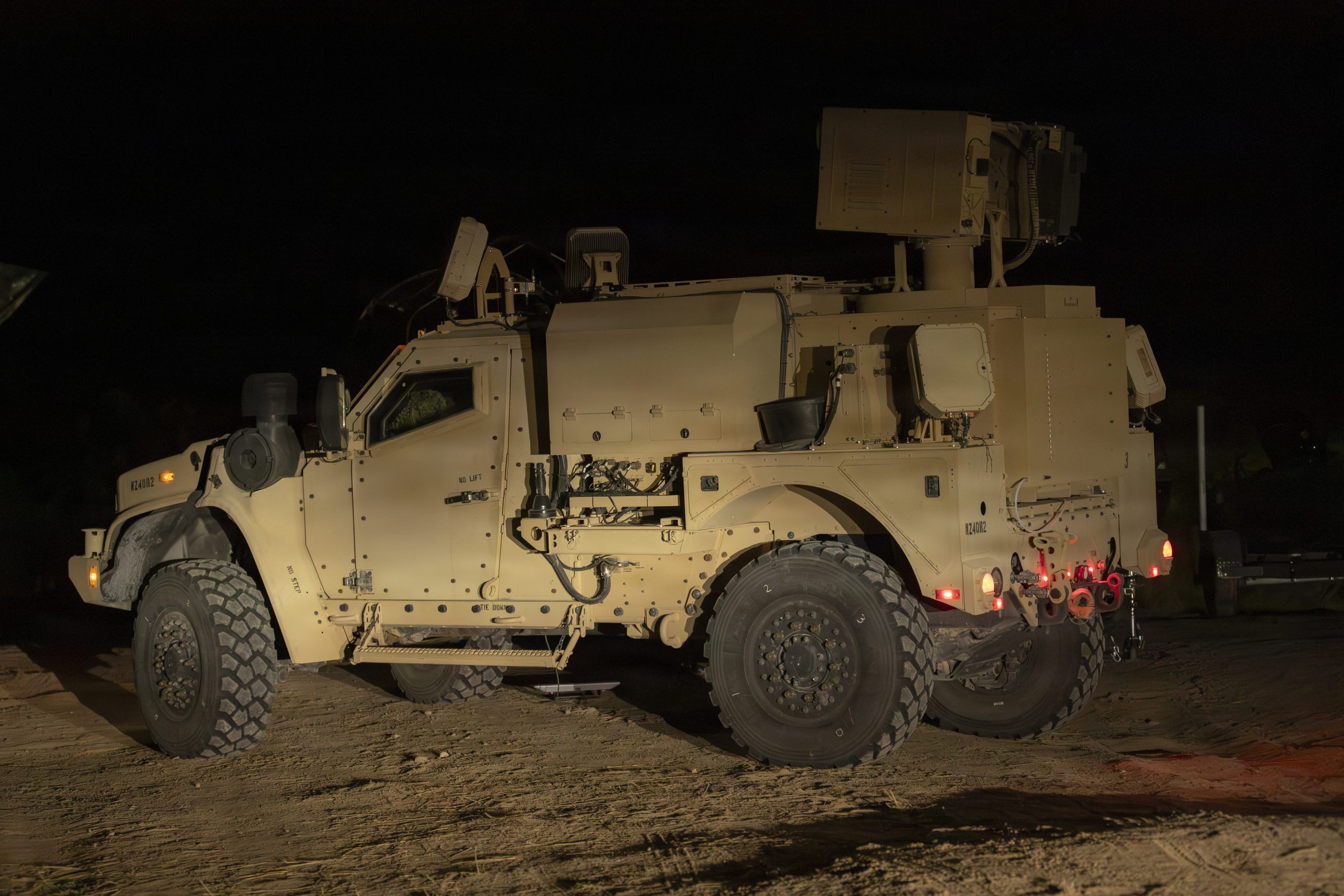 Soldiers operate Army Multi-Purpose High Energy Laser (AMP-HEL)