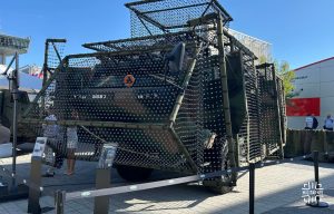 Lightweight “Lekka osłona siatkowa” net screen on a Bobr 3 armored reconnaissance vehicle