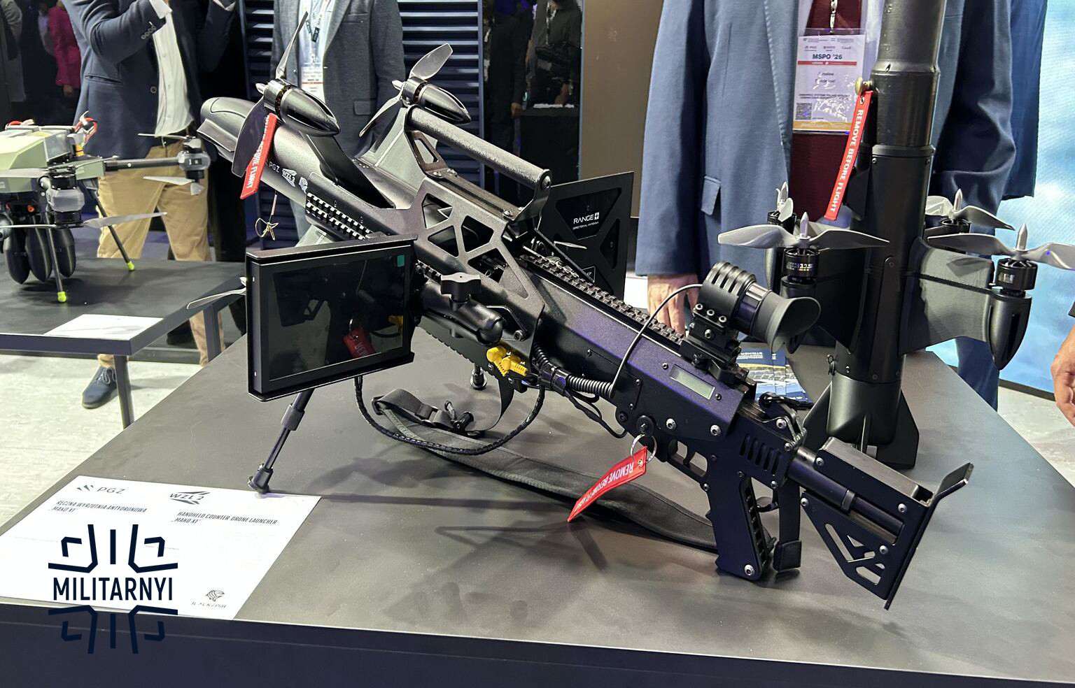 MAKO X1 man-portable counter-drone launcher at the MSPO exhibition in Poland.