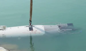 An unmanned U.S. submersible captured by the Islamic Revolutionary Guard Corps in the Strait of Hormuz, according to images released on September 8, 2026.