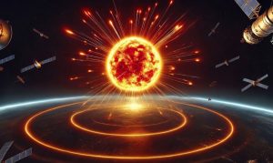 Illustration of a nuclear explosion in space
