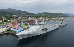 Norwegian navy vessel conducting defense patrols in the High North.
