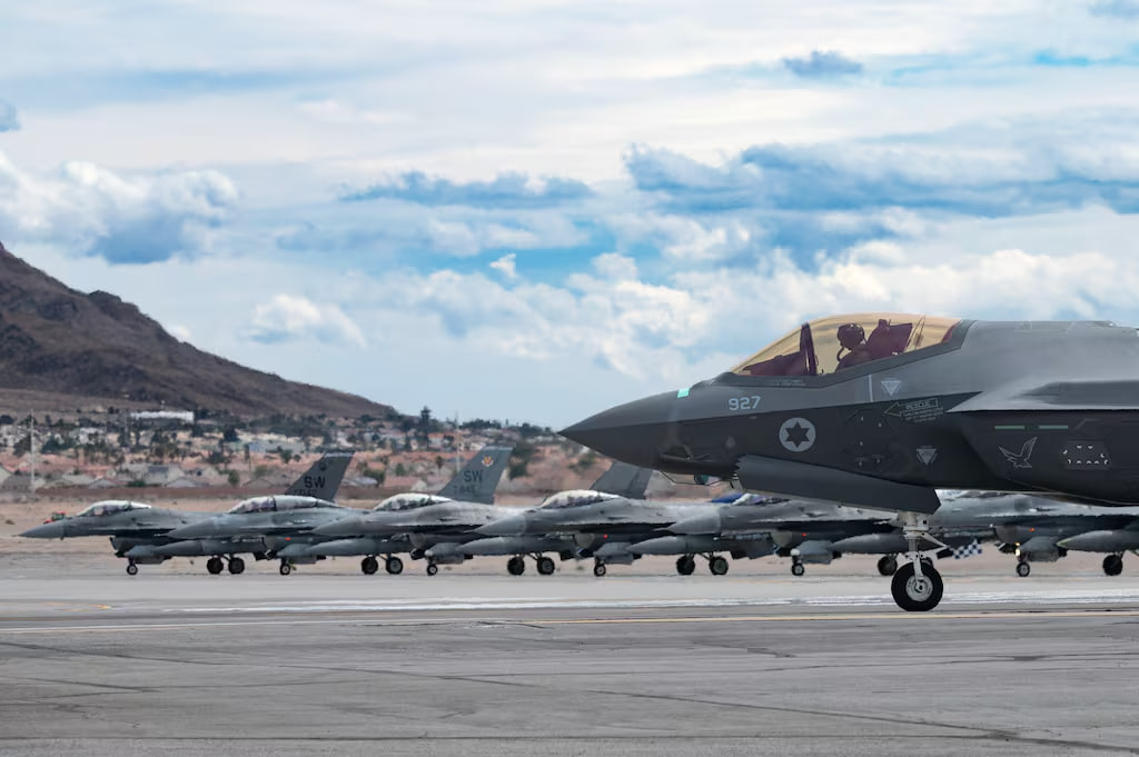 An Israeli F-35I Adir taxis out for a drill during Red Flag at Nellis Air Force Base