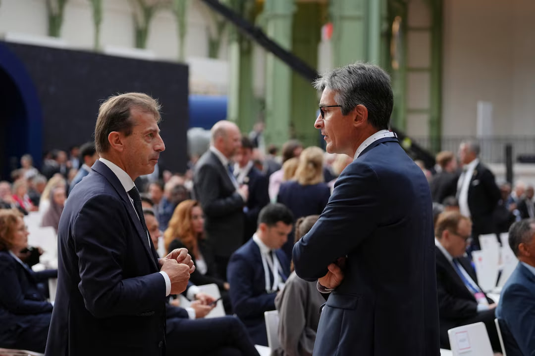Airbus CEO Guillaume Faury speaks with Thales CEO Patrice Caine at the International Space Summit at the Grand Palais in Paris Read more at: https://economictimes.indiatimes.com/tech/technology/frances-thales-urges-international-framework-on-ai-development/articleshow/134310139.cms?utm_source=contentofinterest&utm_medium=text&utm_campaign=cppst