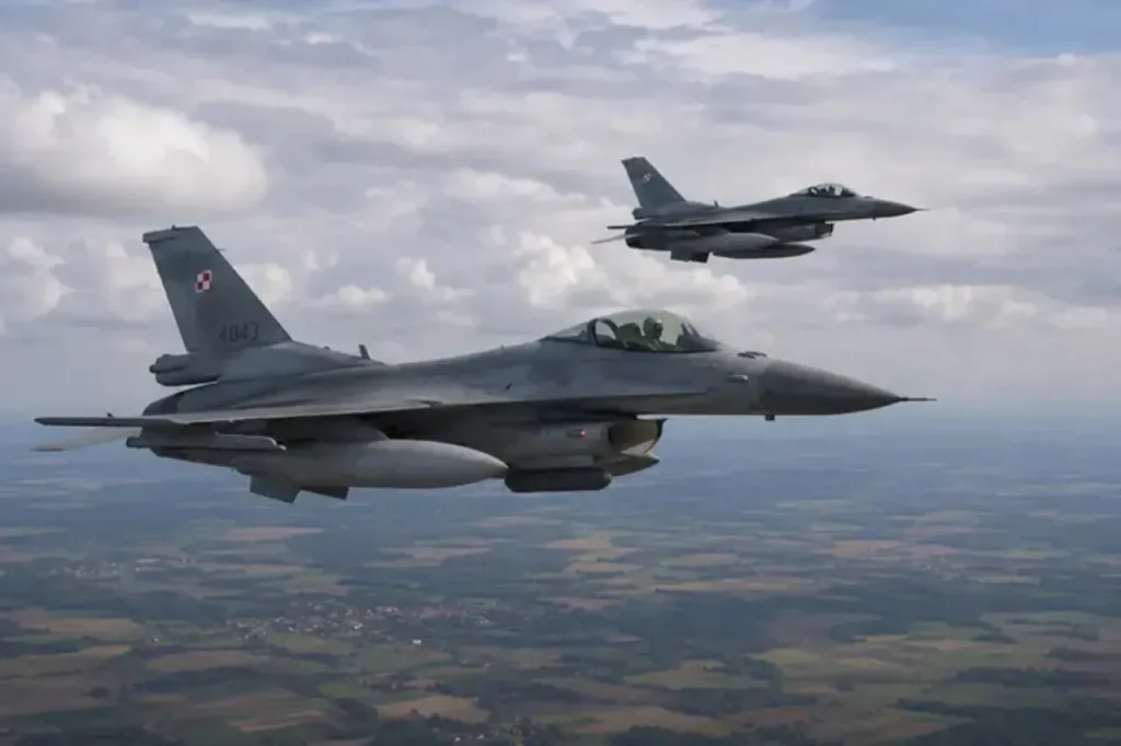 Poland scrambled fighter jets following drone crash near border during Russian attack.