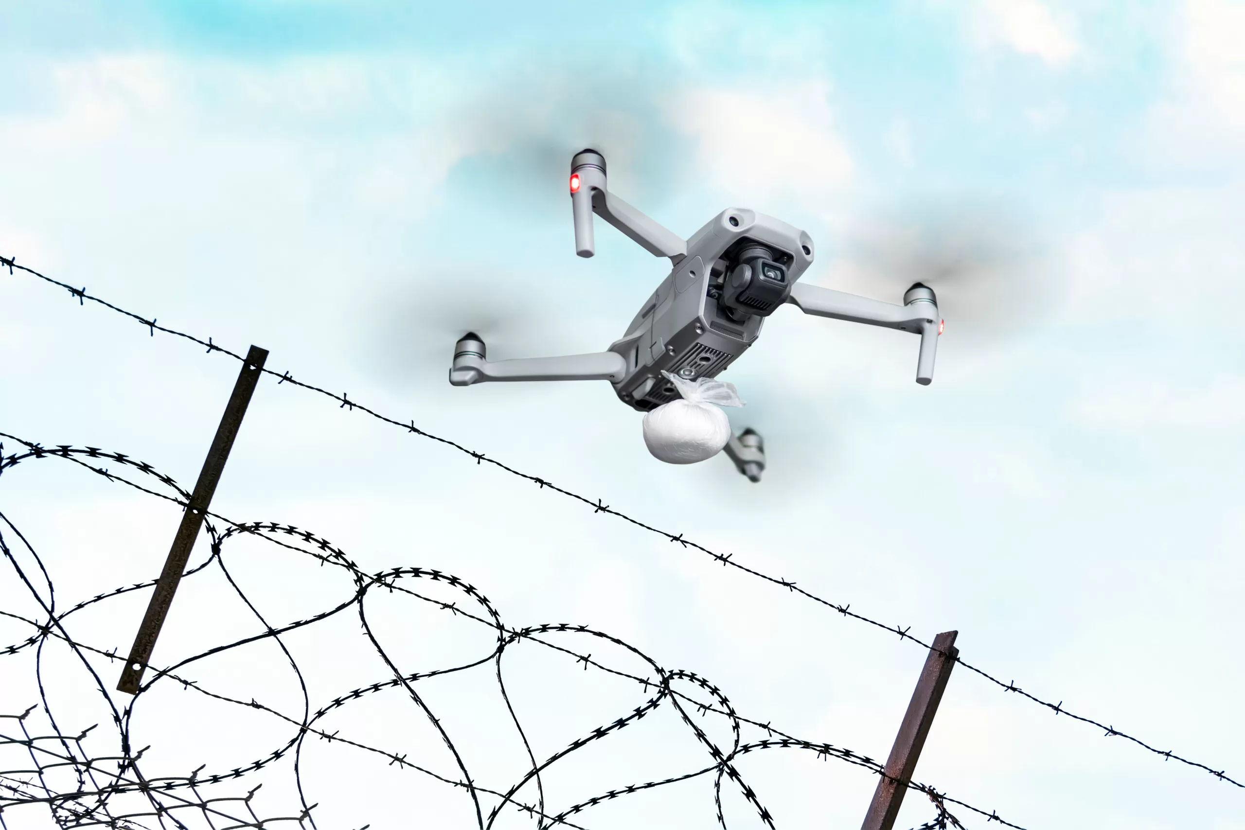 Illustrative photo of a drone carrying contraband into a prison